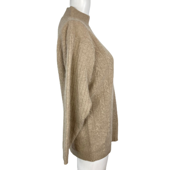 Petite Sophisticate Sweater Womens Sz P Tan Beige Angora Wool Pull Over - Picture 3 of 8